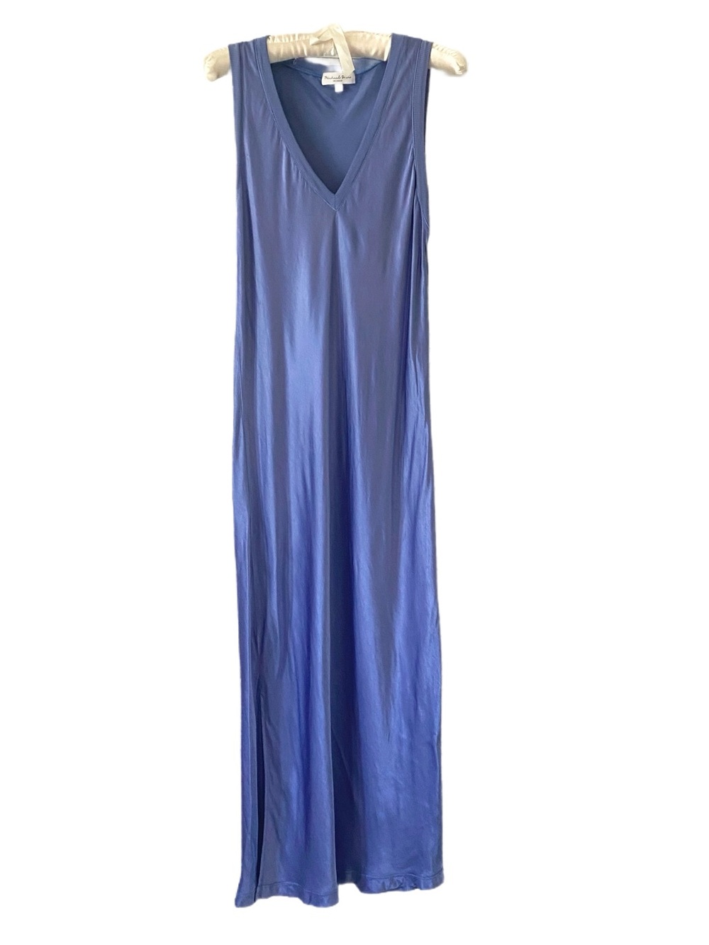 Michael Stars Blue V-Neck Randi Satin Midi Slip Dress Size L